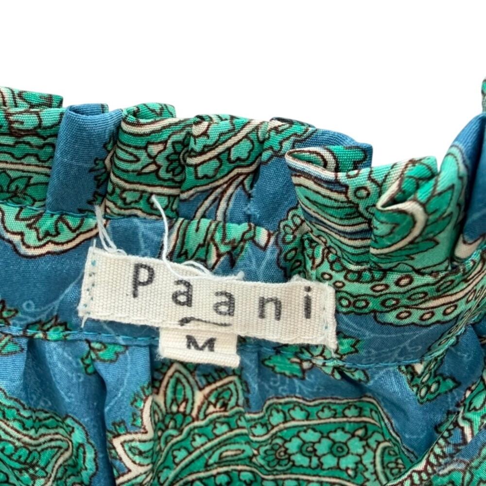 Paani Teal Floral Paisley Print Teal Green Blue Midi Dress Size Medium Sundress - Picture 2 of 5